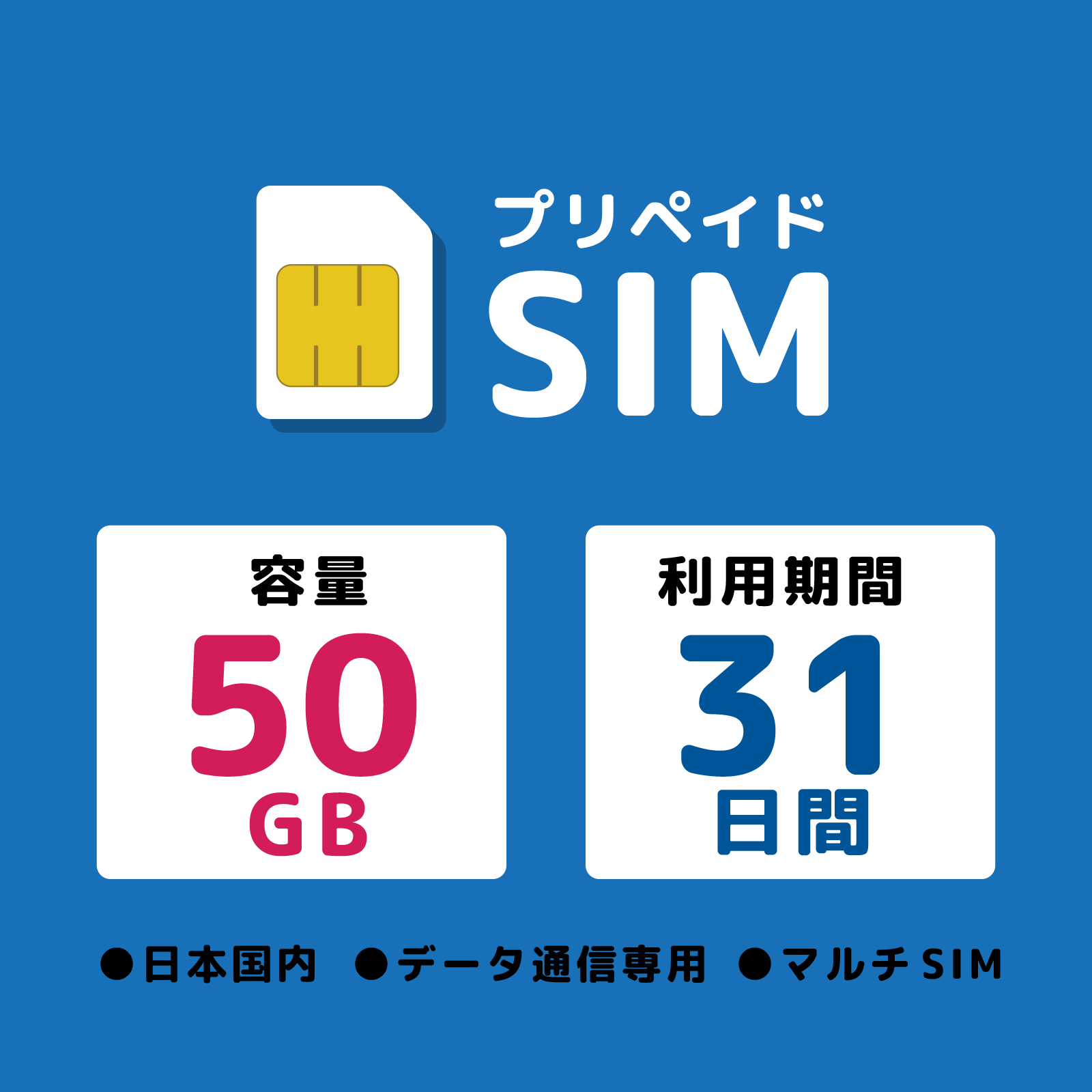 プリペイドSIM 50GB 31日